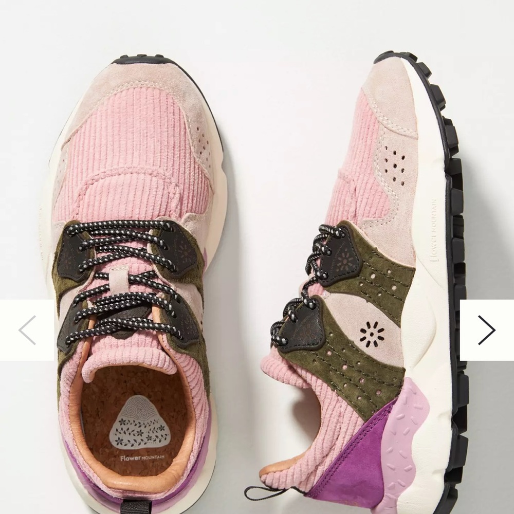Flower Mountain Women's Stylish Pink and Green Sneakers
